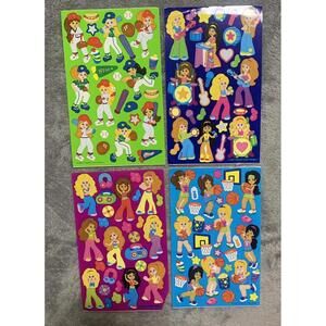 Vintage Sticker Lot 4 sheets Sandylion Girl Music Sports Fashion Locker Binder